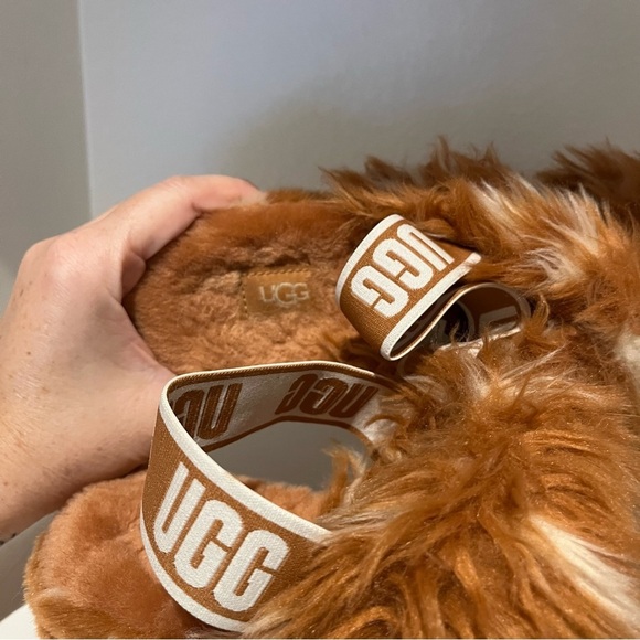 Ugg Oh Yeah Spots Natural Orange & White Furry Slippers- 8 - Picture 6 of 10